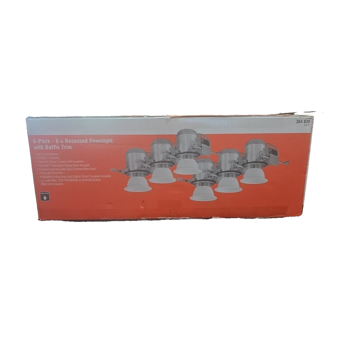 Commercial Electric 6" New Construction Recessed Can Light Housing 6-Pack E26