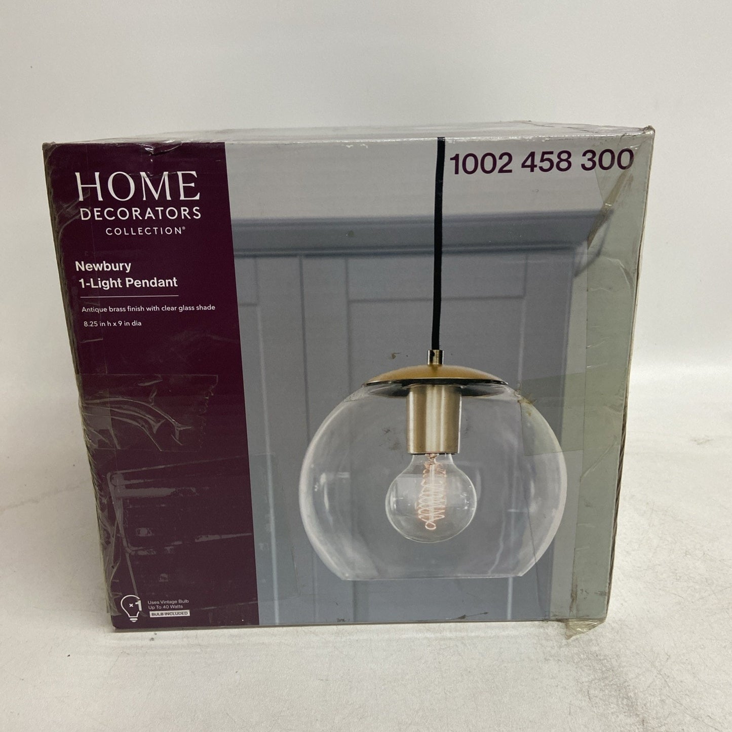 Home Decorators Collection 1-Light Antique Brass and Glass Mini-Pendant