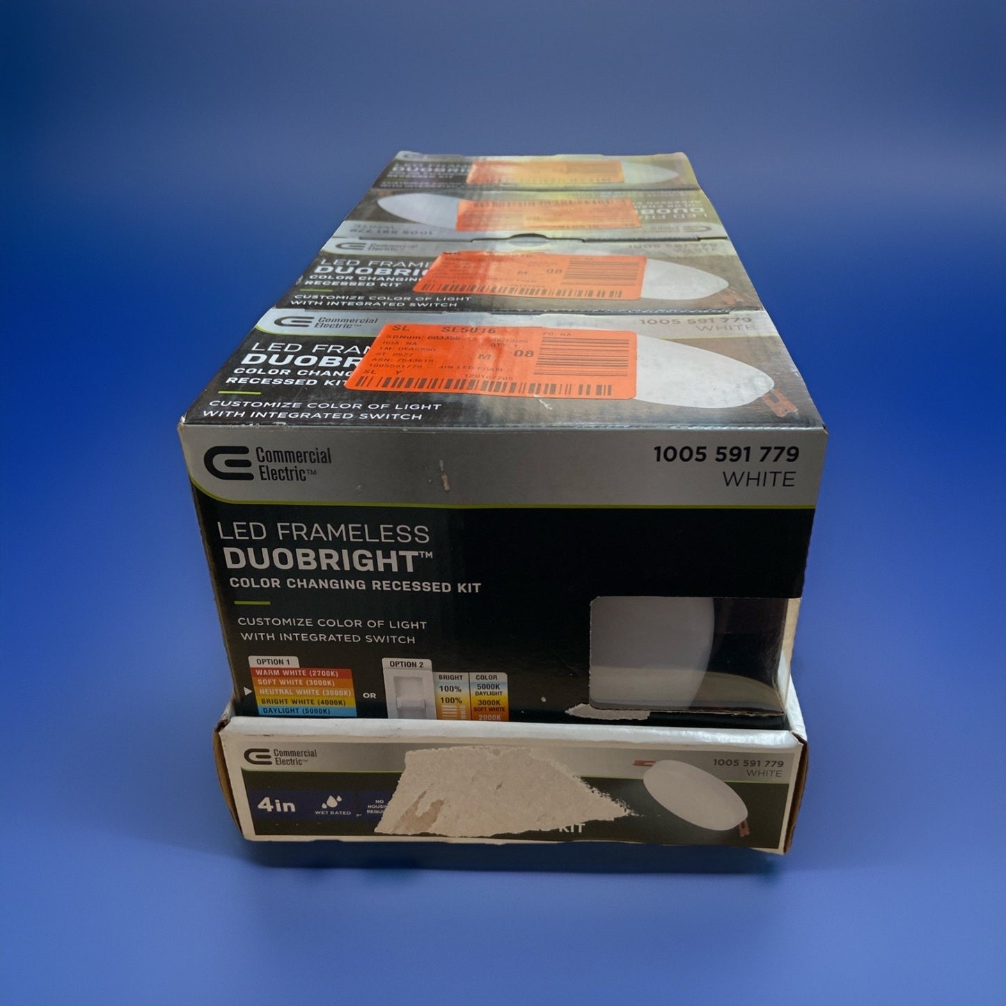 Comercial Elec. 4-inch LED Frameless Adj Color Temp Recessed Light 4 Pack New