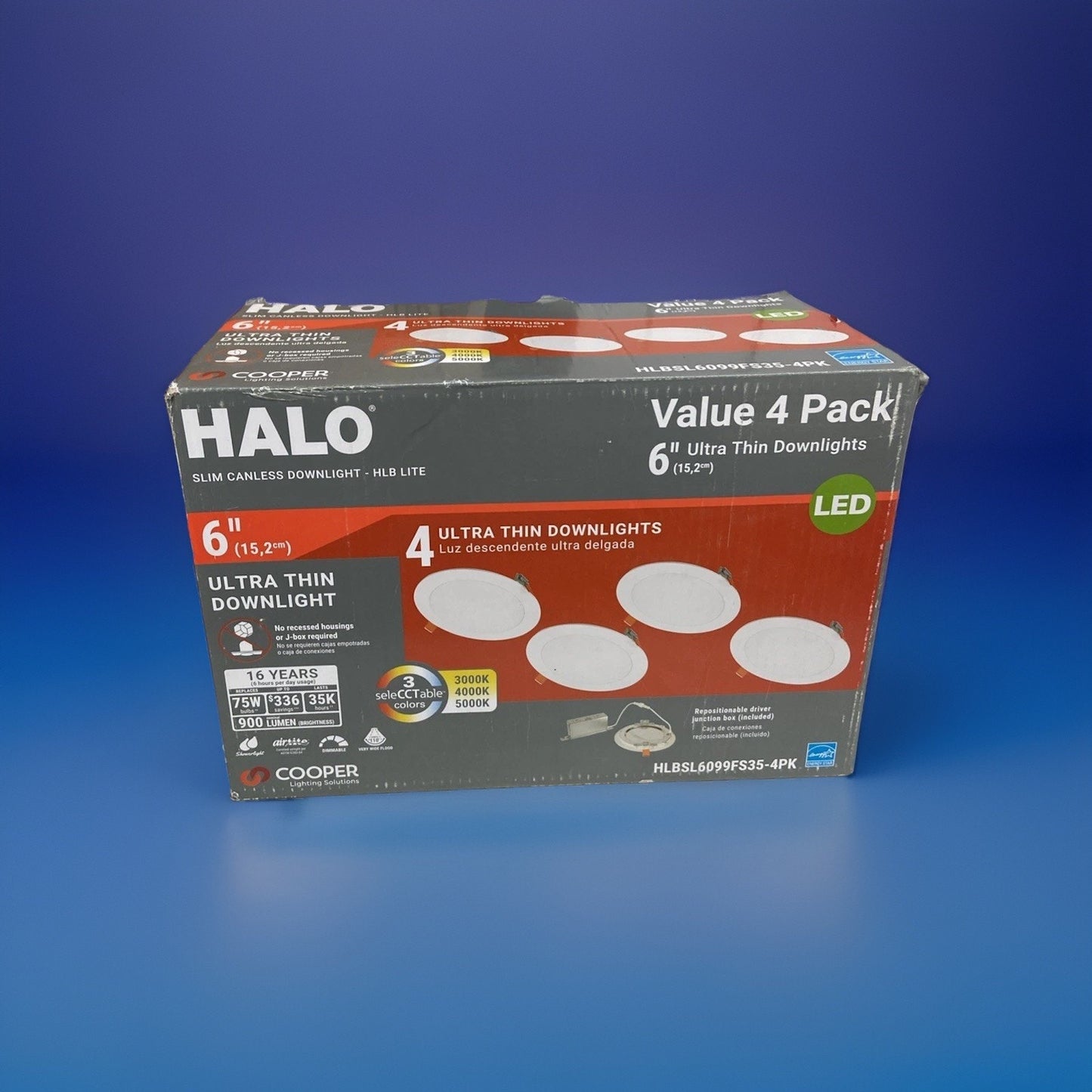 Halo 3008722 6" 10.1W HLB Lite LED Recessed Direct Mount Light Trim - Matte...
