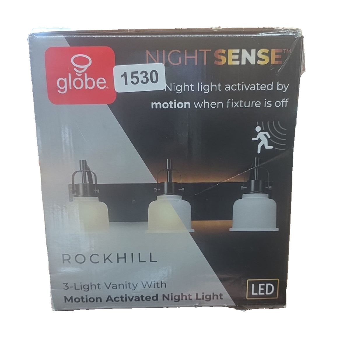 Globe Rockhill 22" 3-Light LED Vanity Light Matte Black Night Light Dimmable