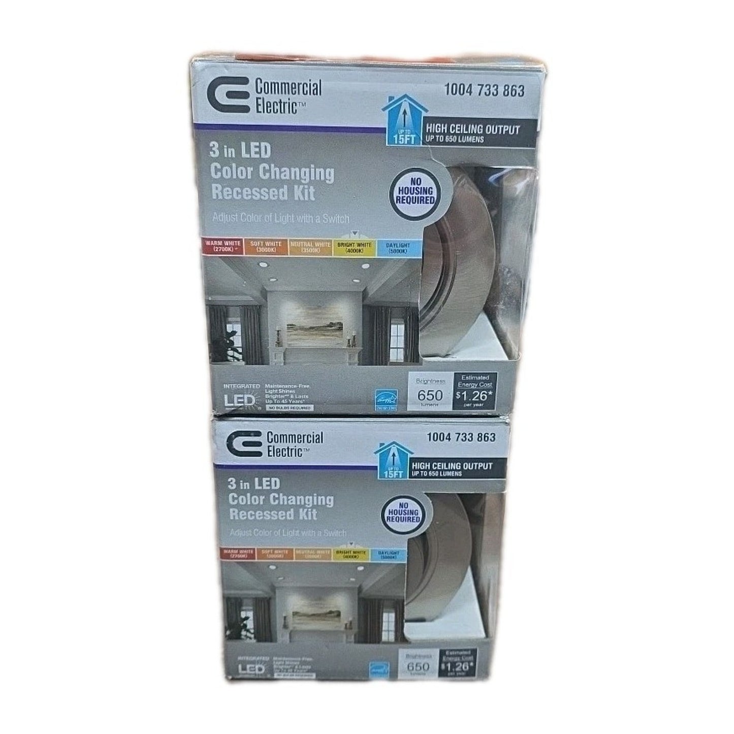 Lot of 2 Commercial Electric 3" Canless LED Gimbal Recessed Light Brushed Nickel