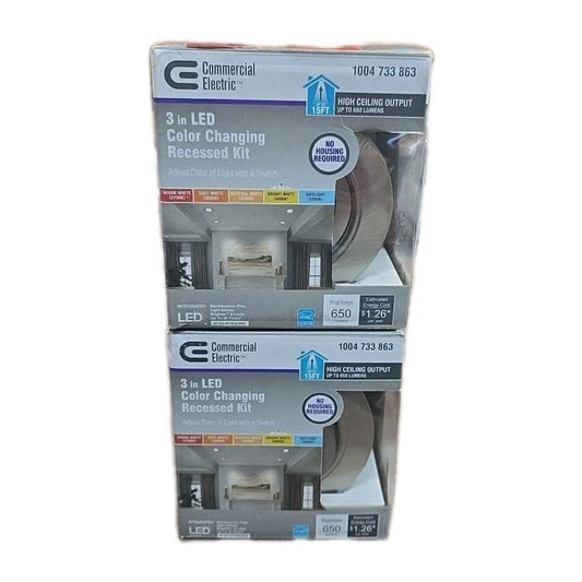 Lot of 2 Commercial Electric 3" Canless LED Gimbal Recessed Light Brushed Nickel