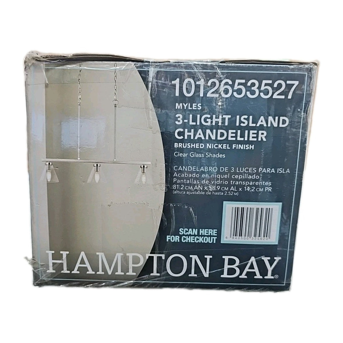 3 Light Island Chandelier Myles Hampton Bay 1012 653 527 Brushed Nickel