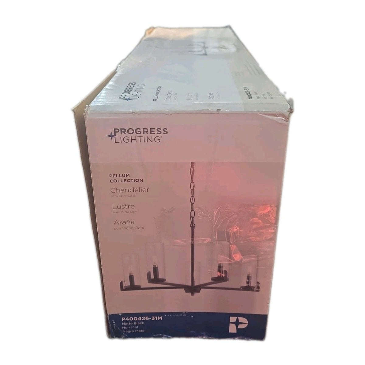 Progress Lighting Pellum 25" 5-Light Matte Black Chandelier Clear Glass