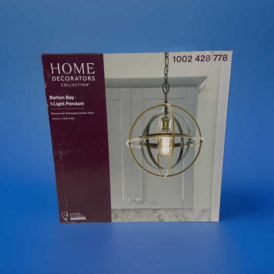 Home Decorators Barton Bay 1-Light Bronze and Champagne Pewter Orb Mini Pendant