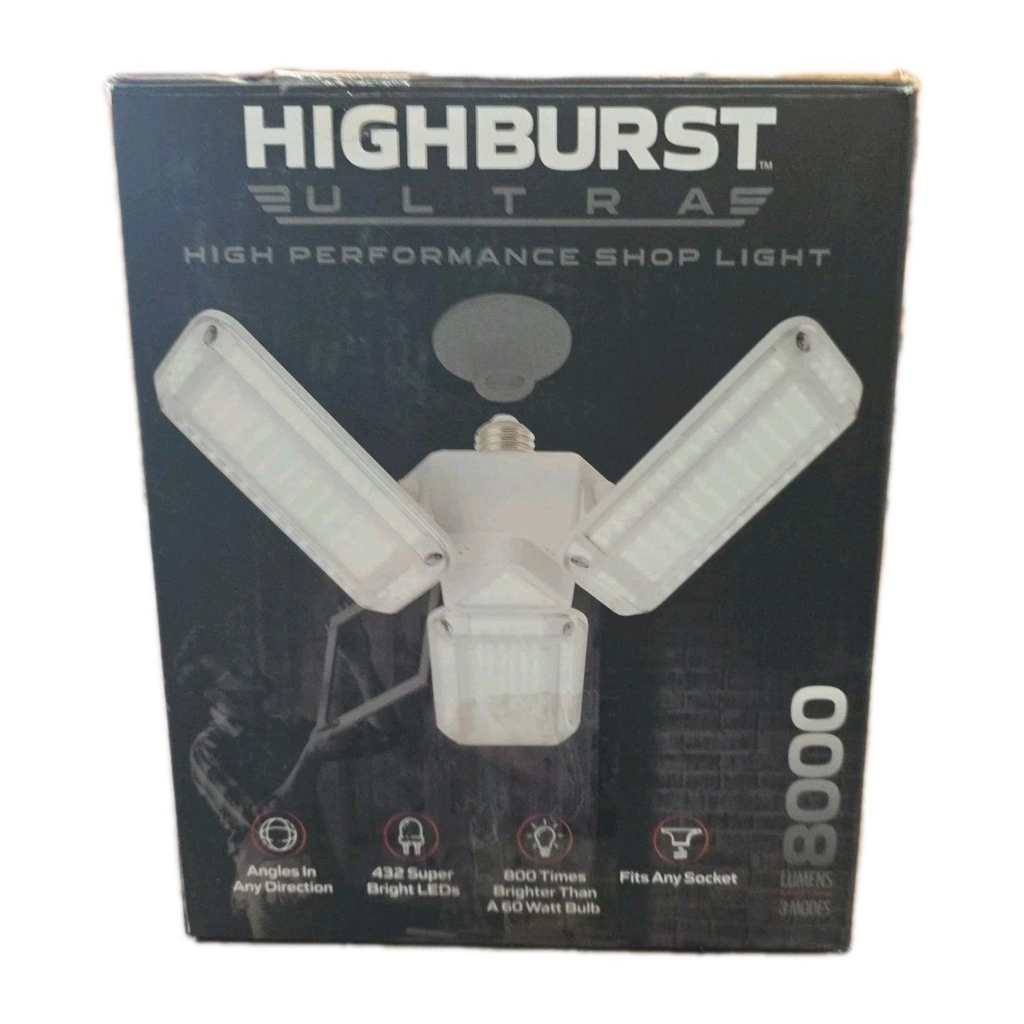 Bell+Howell 8000 Lumen LED 3-Panel Garage Light Screw-In E26 Daylight 6500K