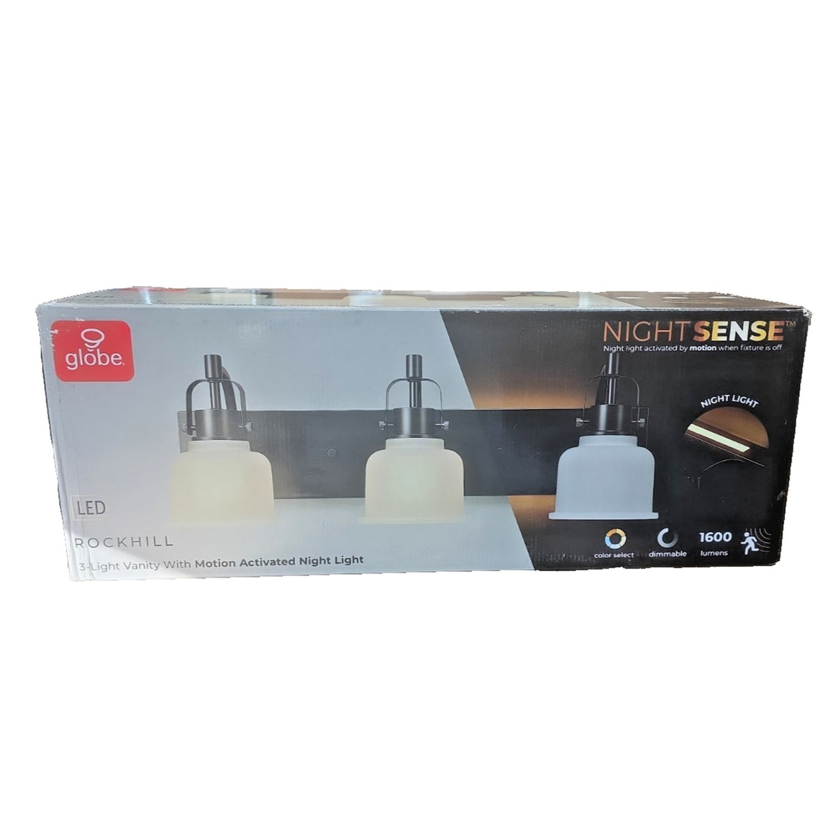 Globe Rockhill 22" 3-Light LED Vanity Light Matte Black Night Light Dimmable