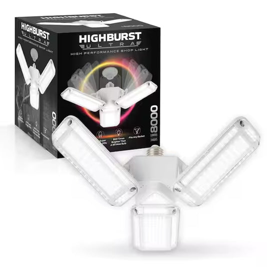 Bell+Howell 8000 Lumen LED 3-Panel Garage Light Screw-In E26 Daylight 6500K