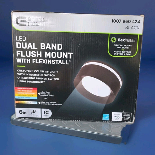 Commercial Electric 6" LED Recessed Flush Mount Light Matte Black FlexInstall