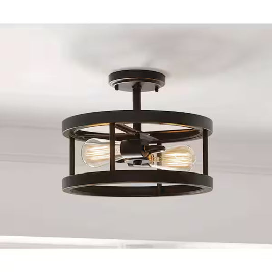 Hampton Bay Moreland 2-Light Oil-Rubbed Bronze Wagon Wheel Chandelier