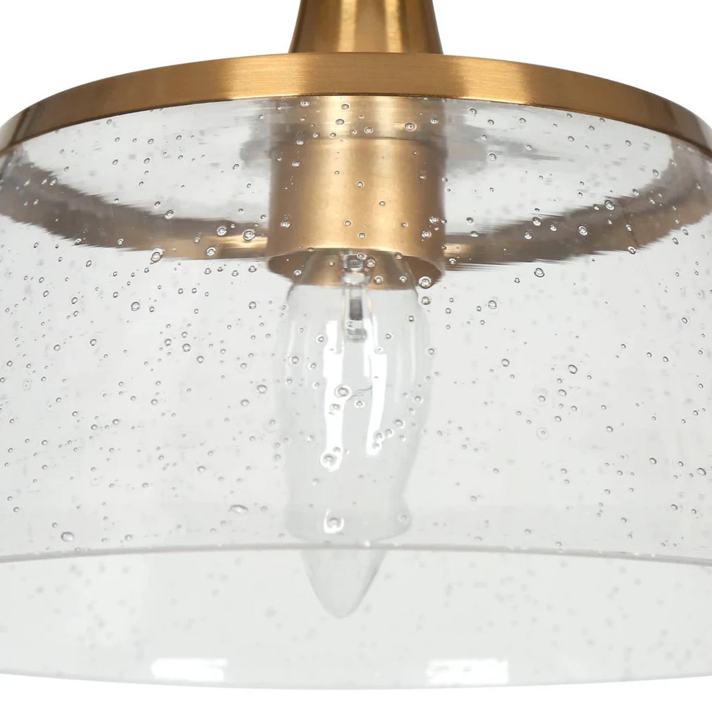 LNC Quoridan 1-Light Brass Pendant Light Seeded Glass Drum Kitchen Island Modern