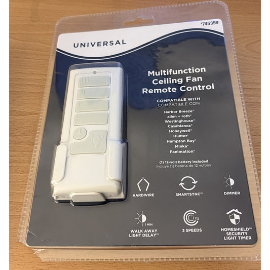 Harbor Breeze Ceiling Fan Remote Control 0745359, 3-Speed Universal SmartSync