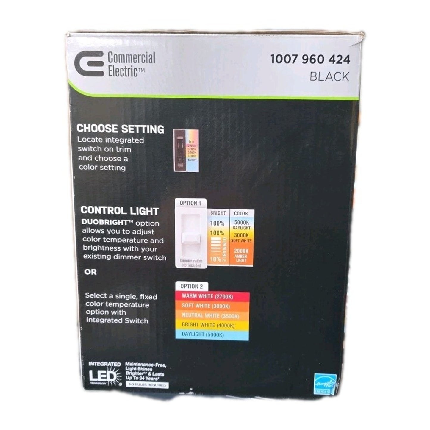 Commercial Electric 6" LED Recessed Flush Mount Light Matte Black FlexInstall