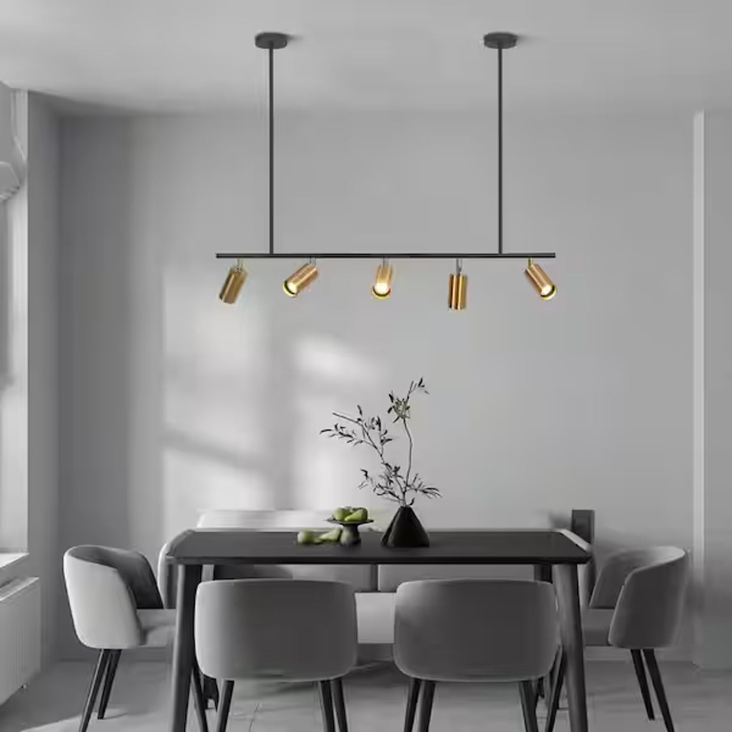 Vidalite Shura Modern Black Brass 4-Light LED Track Pendant Adjustable
