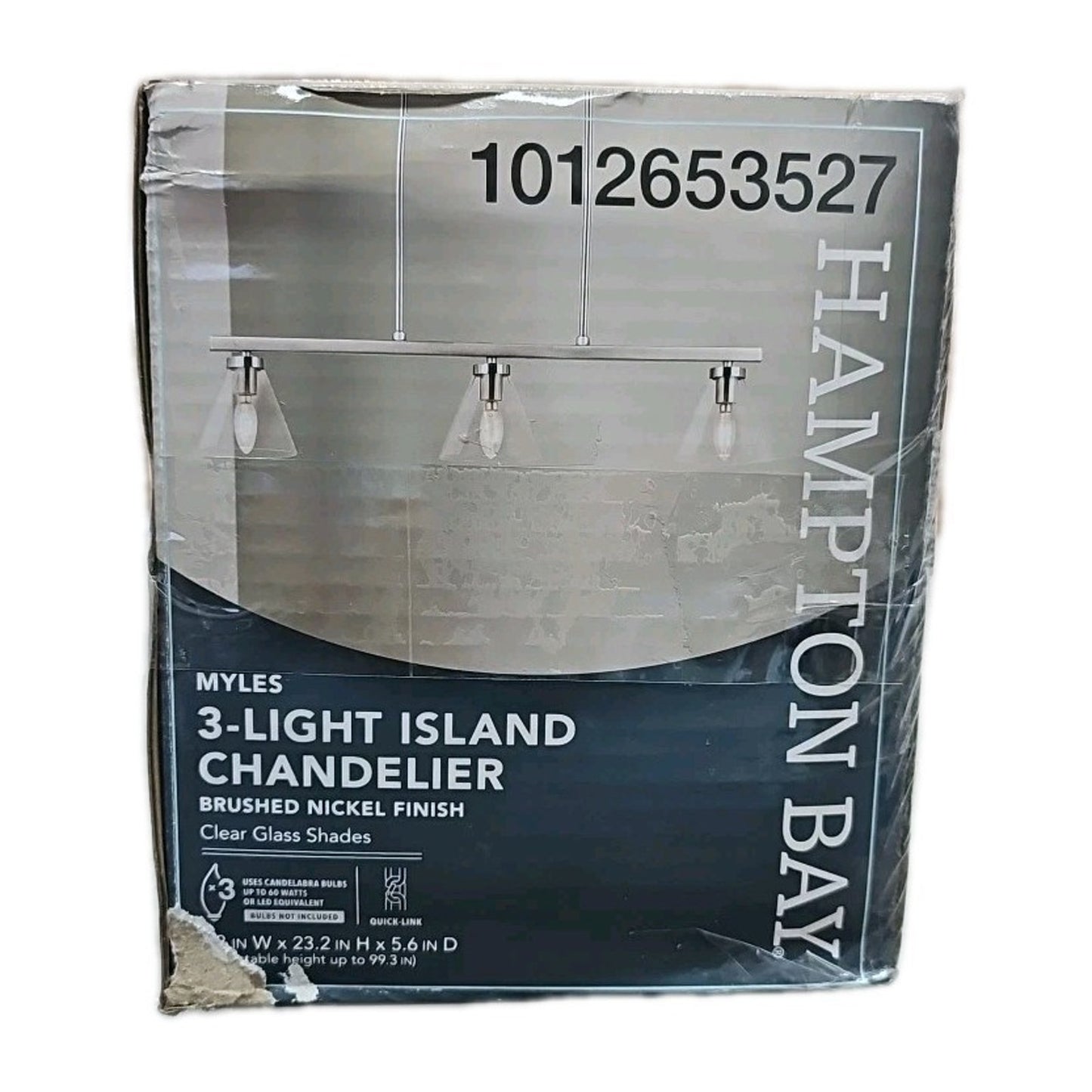 3 Light Island Chandelier Myles Hampton Bay 1012 653 527 Brushed Nickel