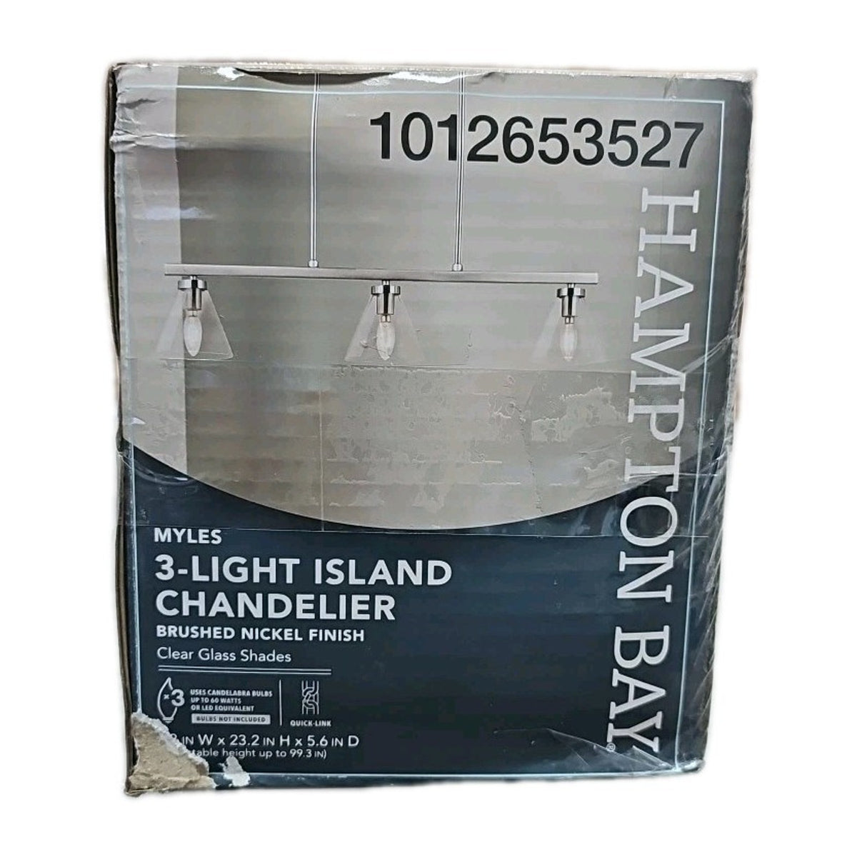 3 Light Island Chandelier Myles Hampton Bay 1012 653 527 Brushed Nickel