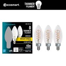 ECOSMART 40 Watt Bright White LED Dimmable B11 Candelabra Base (3 Pack),New