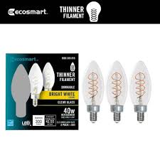 EcoSmart 40-Watt Equivalent B11 Dimmable E12 Candelabra Fine Bendy (3-Pack)