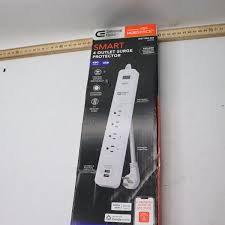 Commercial Electric 3 ft. 4-Outlet White Surge Protector Smart with USB