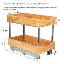 2 Tier Pull Out Cabinet Organizer, Solid Wood Basket, Fully Extending Gliders...