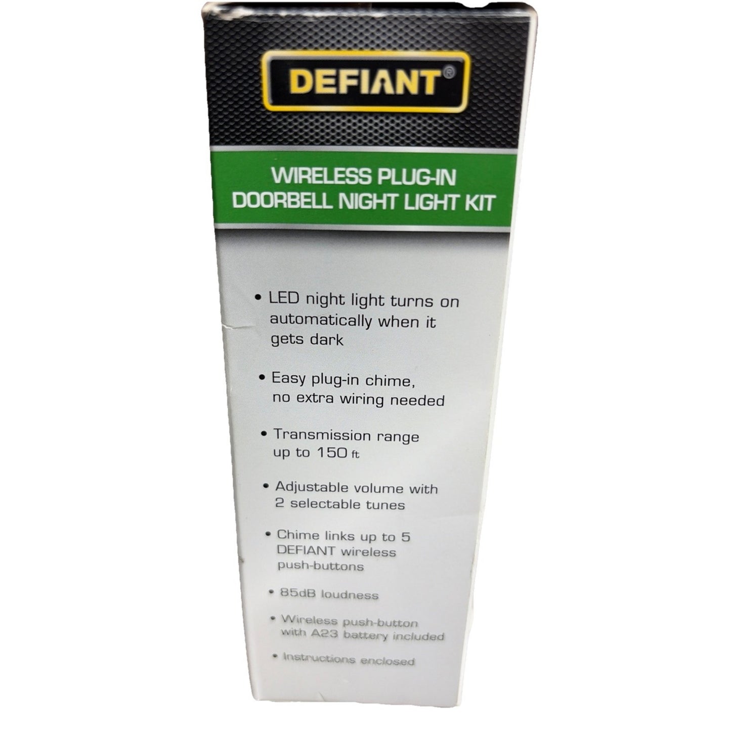 Defiant Wireless Doorbell Kit w/ LED Night Light & Wireless Push Button White