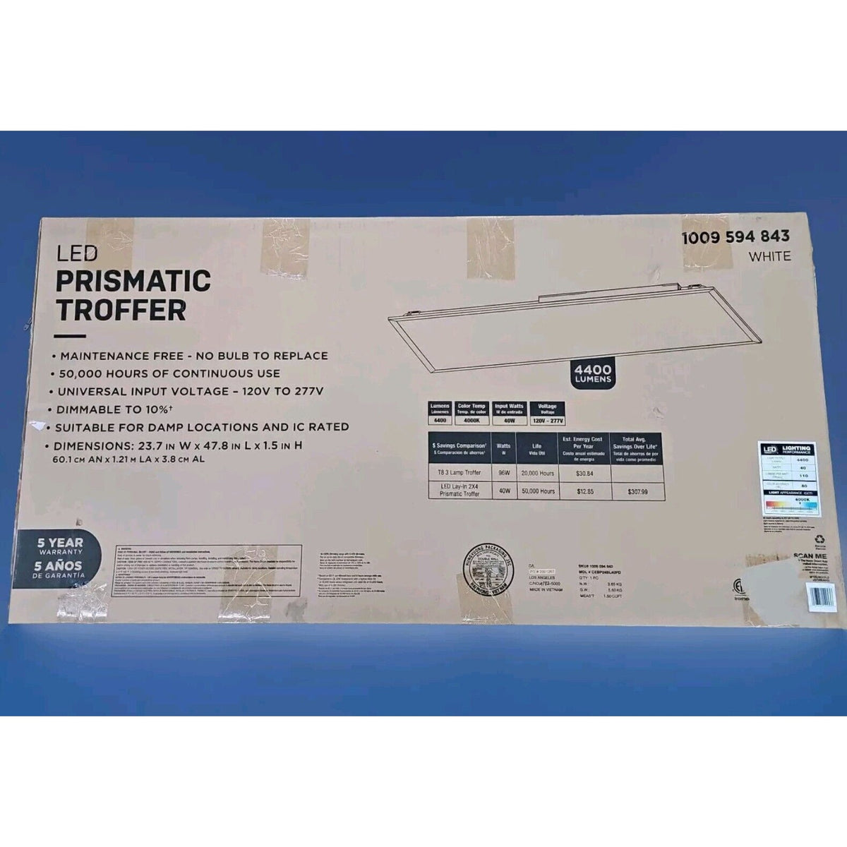 2 ft. x 4 ft. 4400 Lumens Integrated LED Panel Light, 4000K