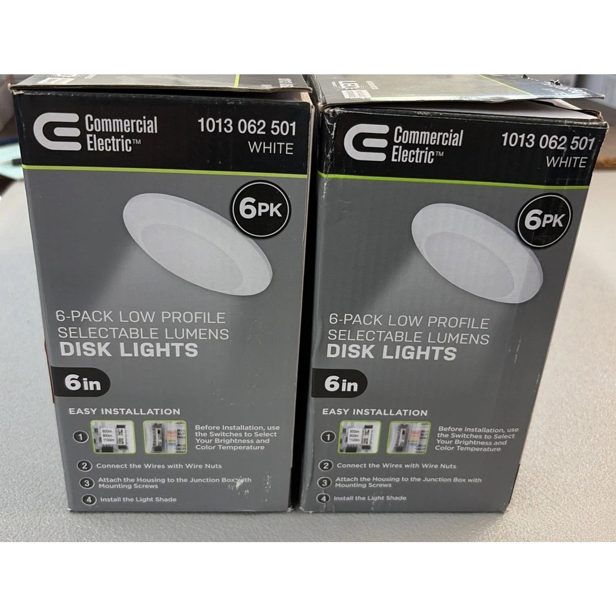 Lot of 2: Commercial Electric 6" LED Disk Light 6-Pack (12 Total) Selectable CCT