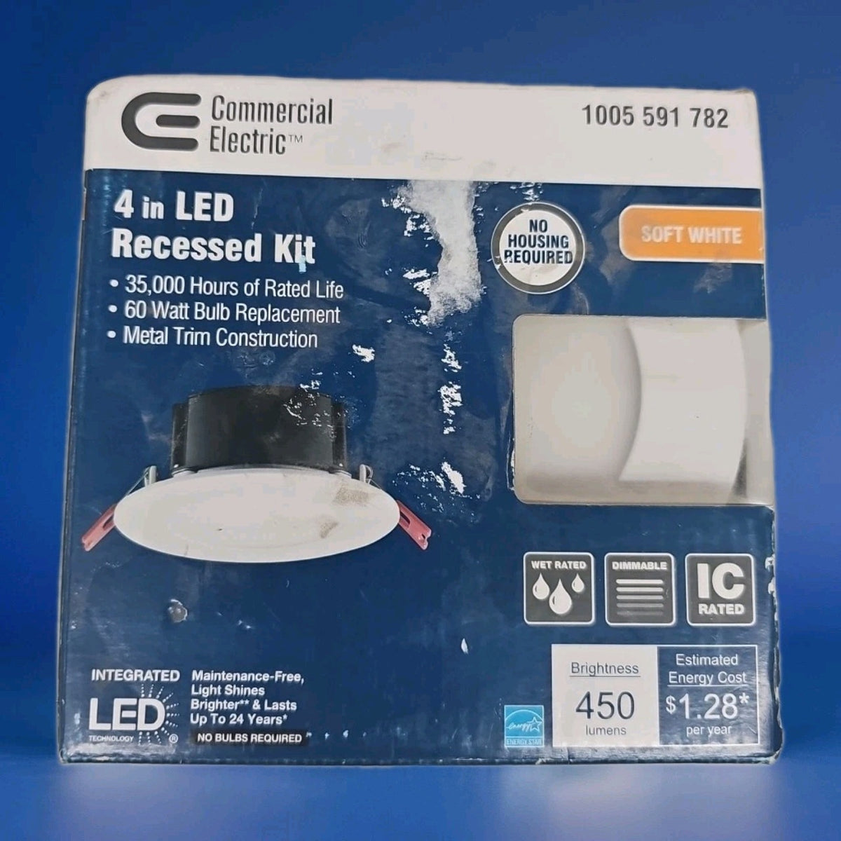 CE Box on Top Integrated LED 4 in Round Canless Recessed Light,White Soft White