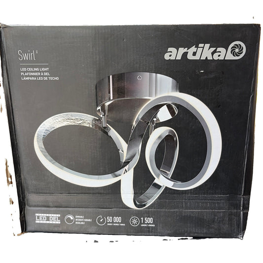 Artika Swirl 13 inch Chrome Integrated LED Flush Mount NEW