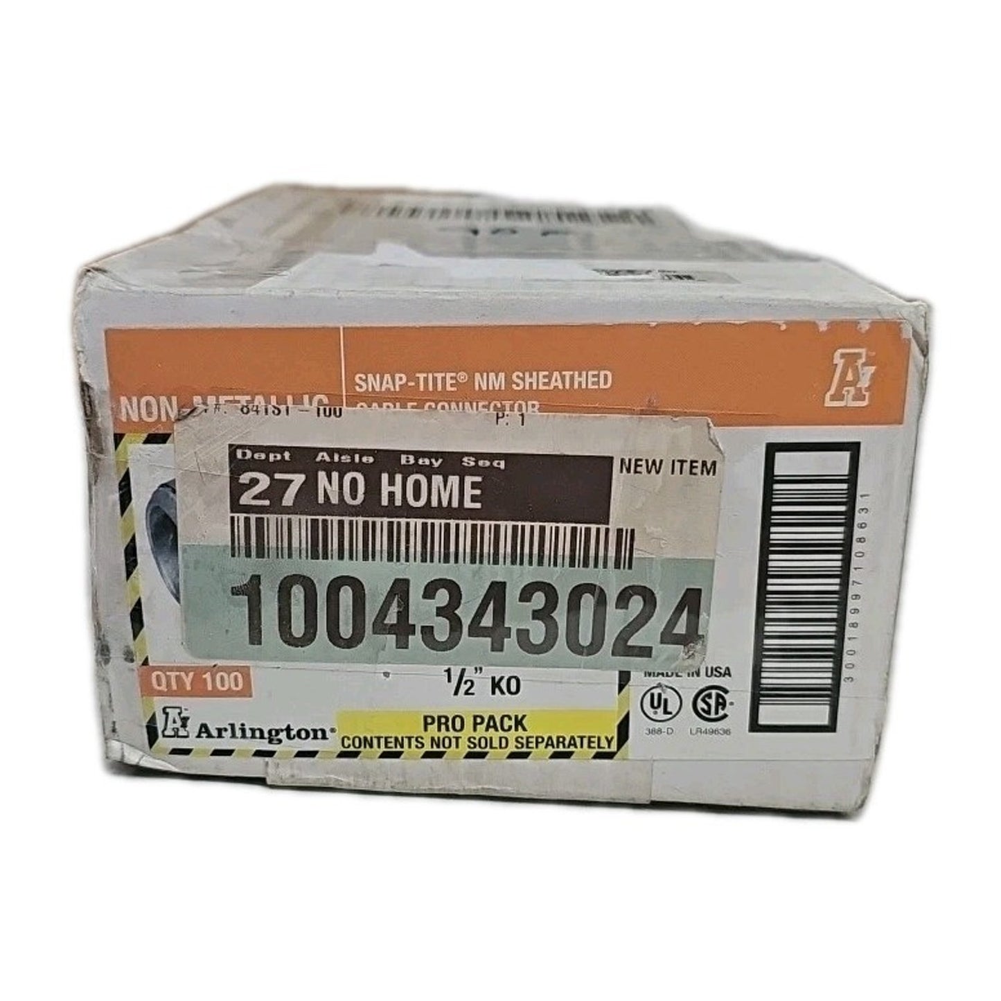 Arlington Industries 841ST-100 SNAP-TITE 3/8 in. Connectors PARTIAL PACK 90 ct