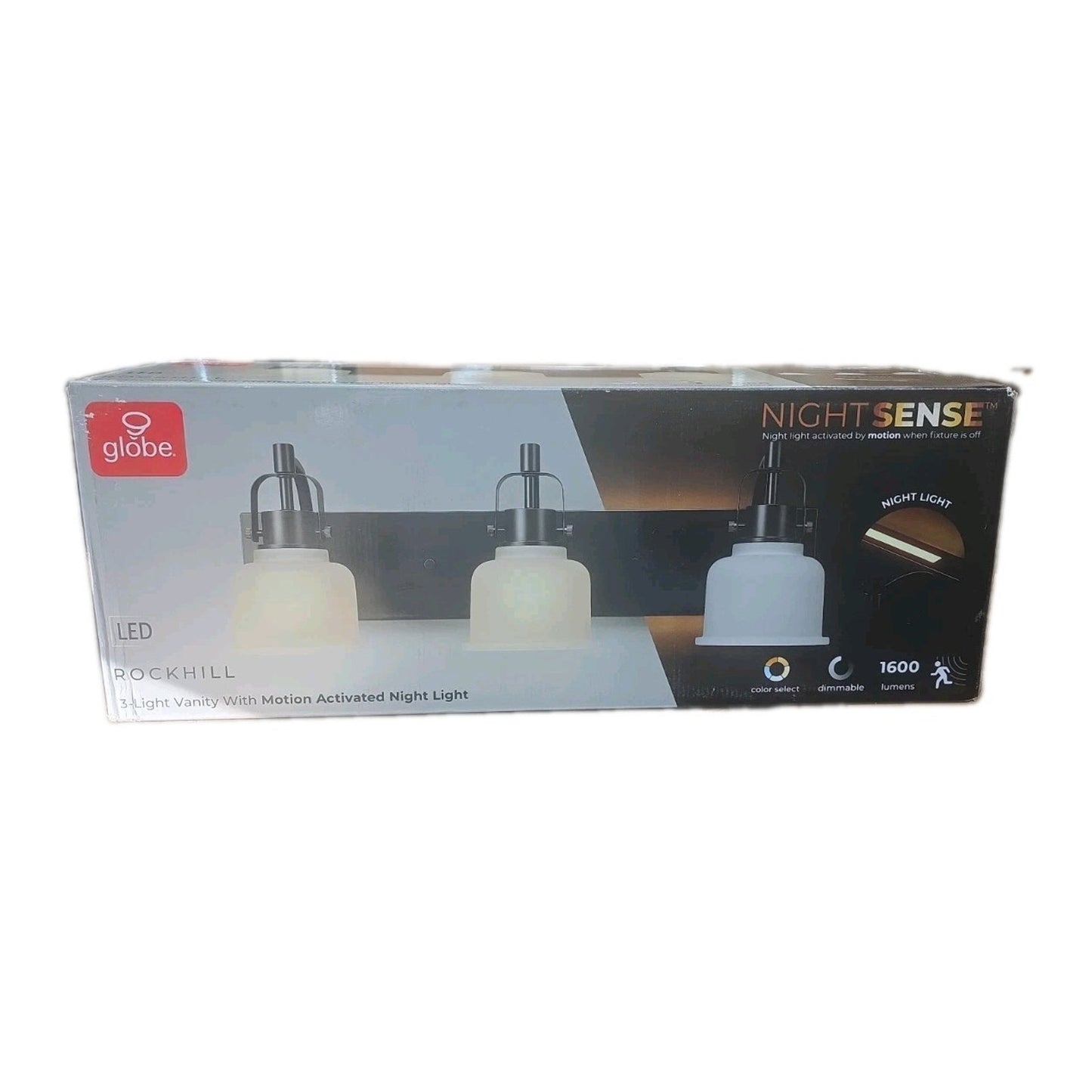 Globe Rockhill 22" 3-Light LED Vanity Light Matte Black Night Light Dimmable