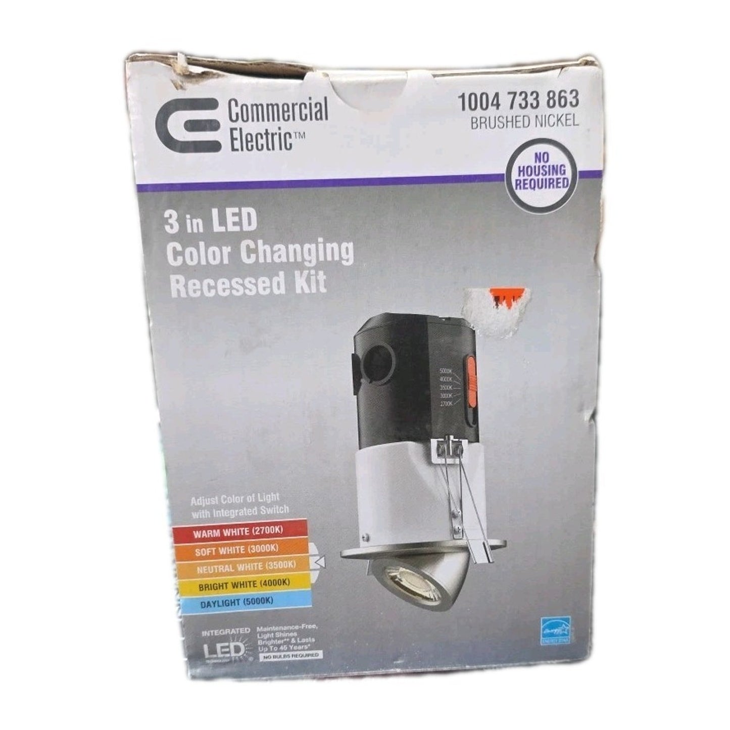 Commercial Electric 3" LED Gimbal Light Brushed Nickel Canless Swivel