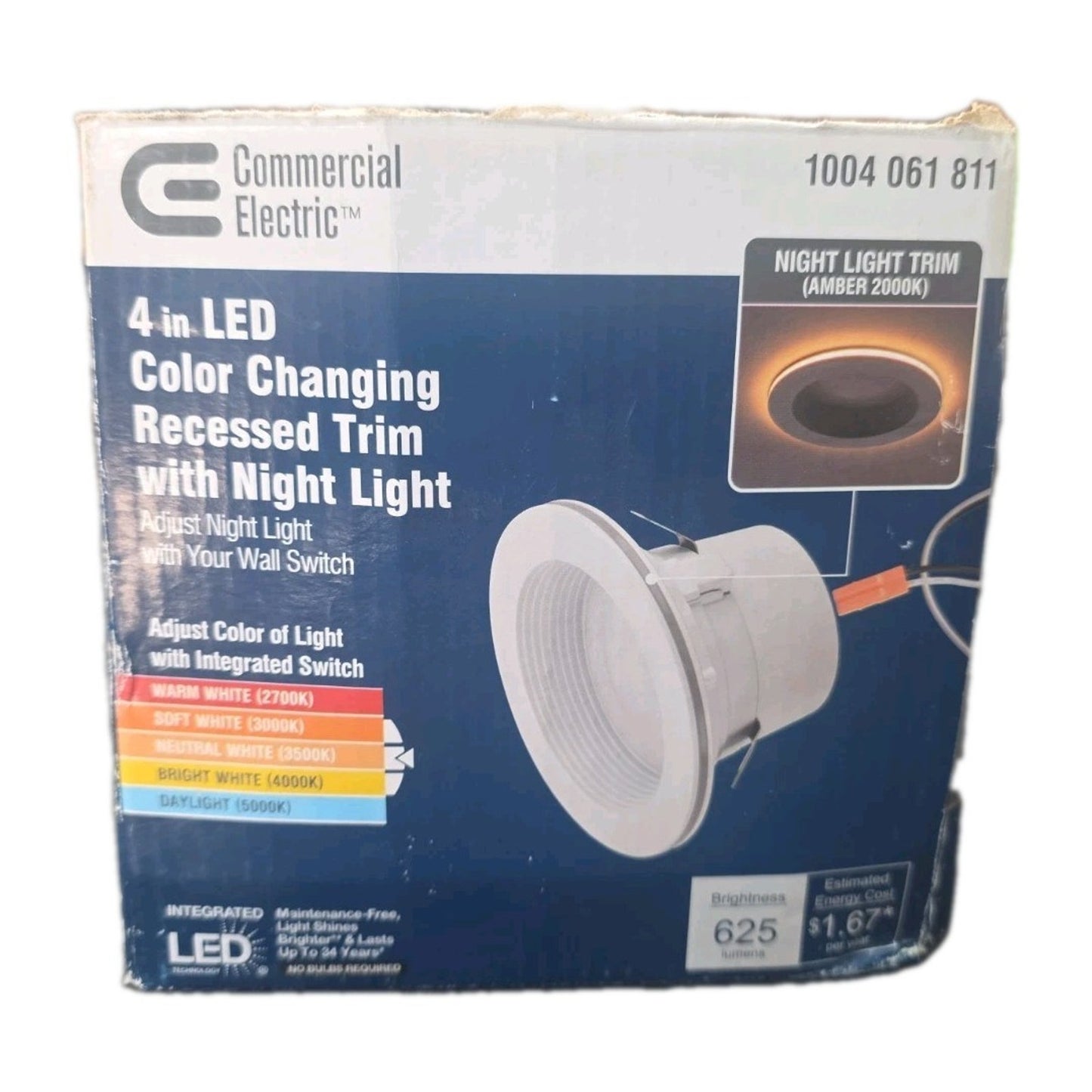 Commercial Electric 4" LED Recessed Trim Night Light 625LM Adjustable CCT Dim