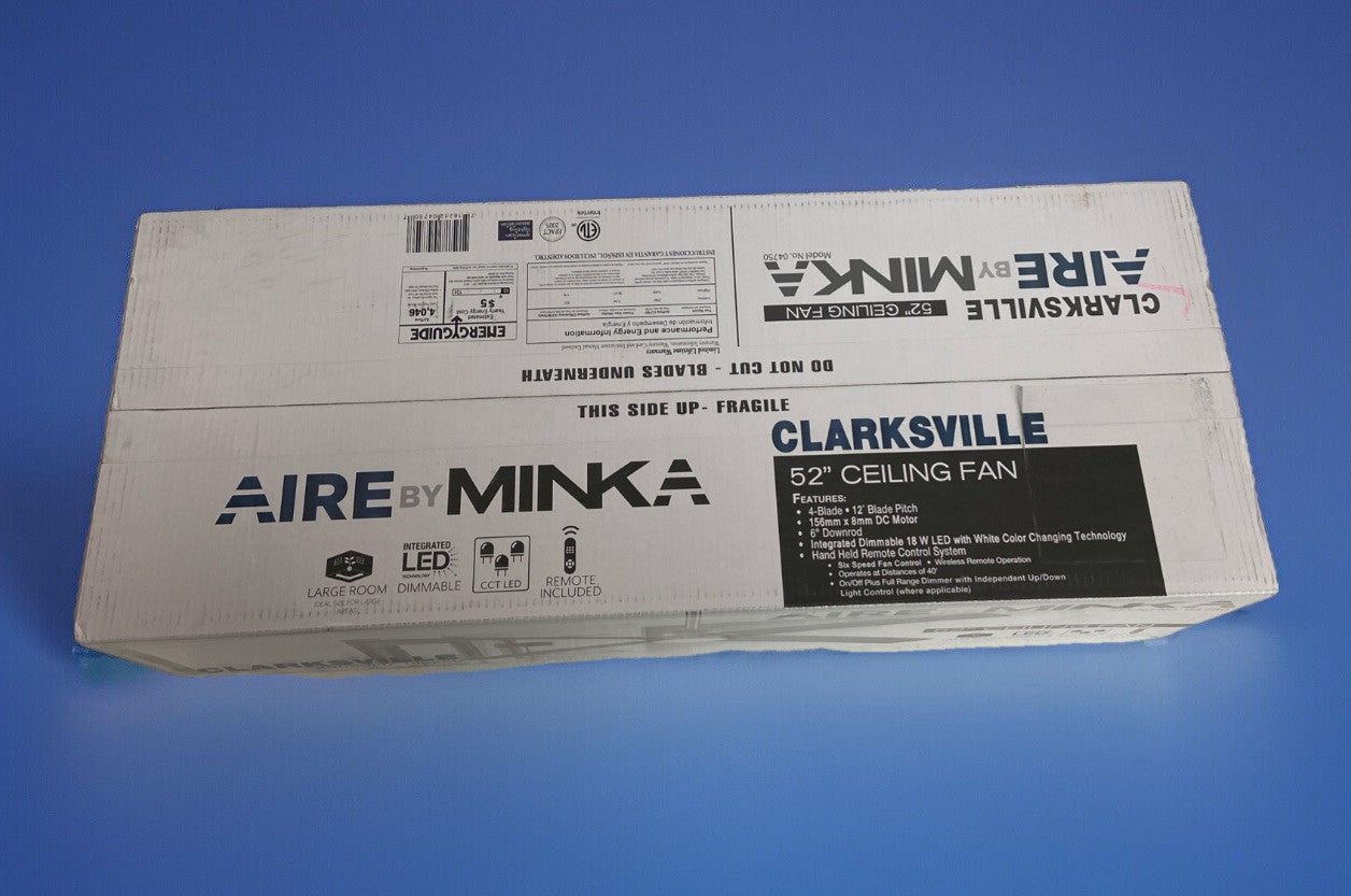 Minka Aire Clarksville 52” Reversible Ceiling Fan in Brushed Nickel Or Walnut